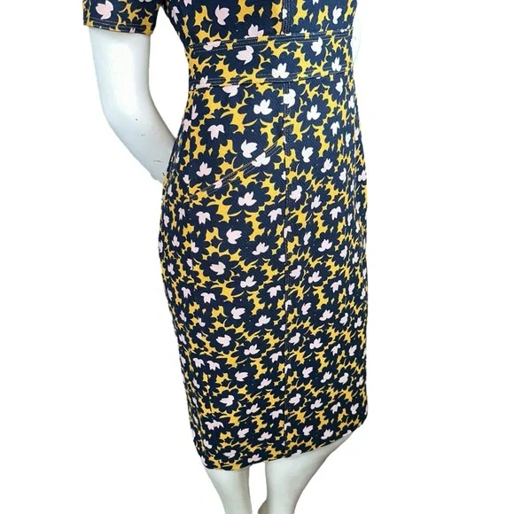 Boden Louise Floral Print Dress Tuscan Sun Bloom Stamp Yellow Size 4 Regular - Picture 7 of 11